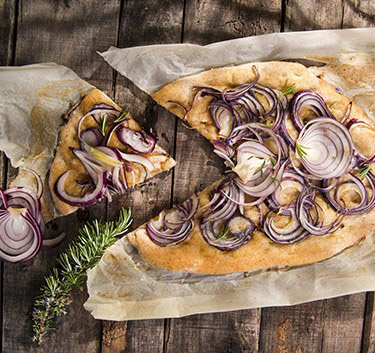 Focaccia oignon rouge et feta Magimix.